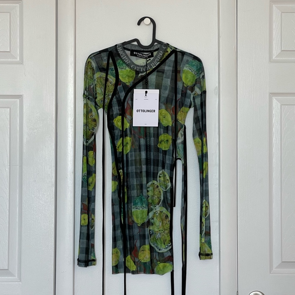 NEW Ottolinger Mesh Wrap Longsleeve Lemon Print Size: S